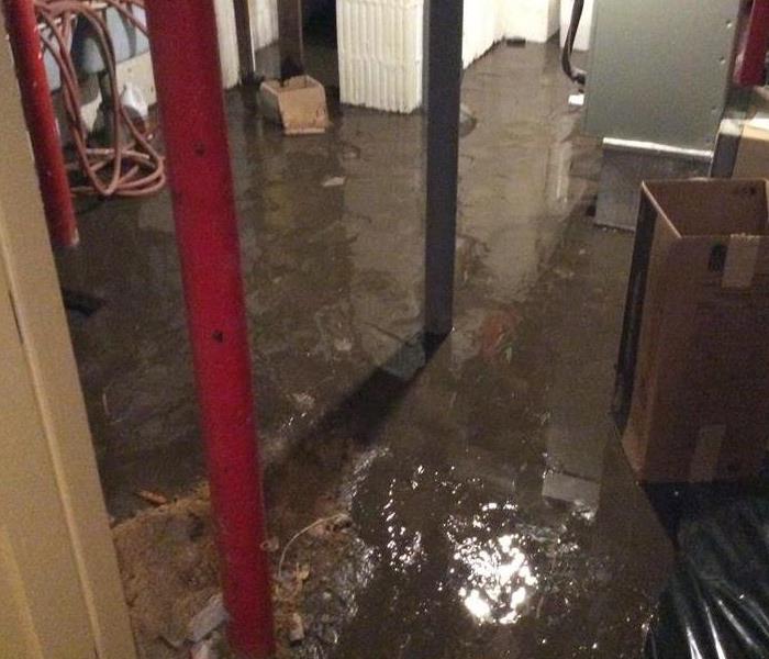 The flooded basement was caused by a faulty pipe